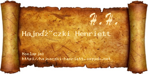 Hajnáczki Henriett névjegykártya